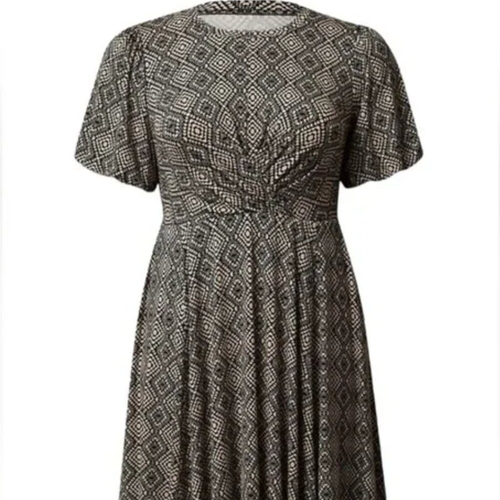 Torrid Mini Super Soft Balloon‎ Sleeve Aline skater Dress black beige size 3